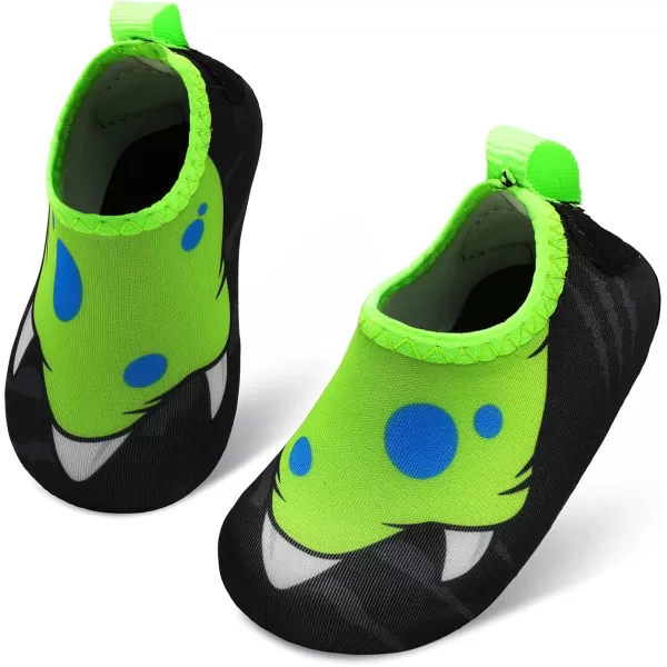 LRUN Baby Water Shoes Barefoot Skin Aqua Sock Swim Shoes for Beach Swim Pool Infant Swim ShoesBlackGreen