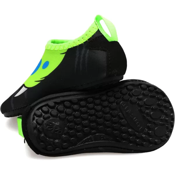 LRUN Baby Water Shoes Barefoot Skin Aqua Sock Swim Shoes for Beach Swim Pool Infant Swim ShoesBlackGreen