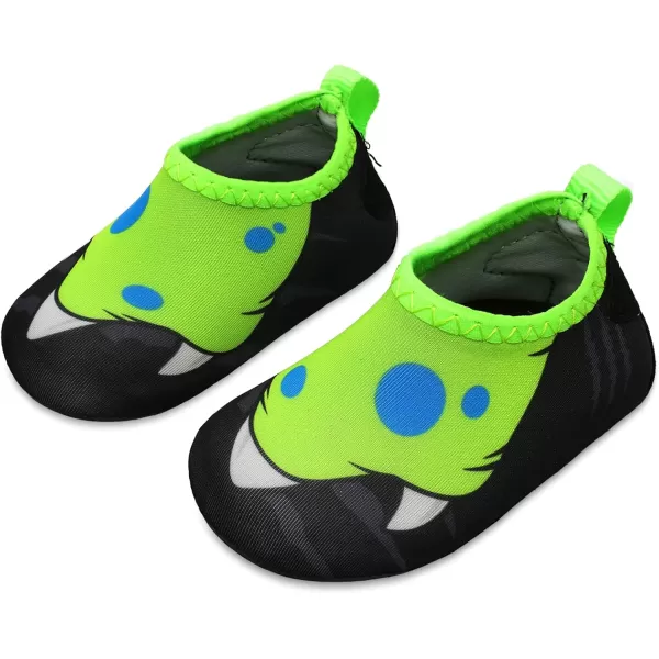 LRUN Baby Water Shoes Barefoot Skin Aqua Sock Swim Shoes for Beach Swim Pool Infant Swim ShoesBlackGreen