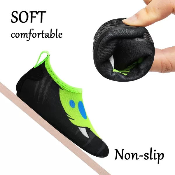 LRUN Baby Water Shoes Barefoot Skin Aqua Sock Swim Shoes for Beach Swim Pool Infant Swim ShoesBlackGreen