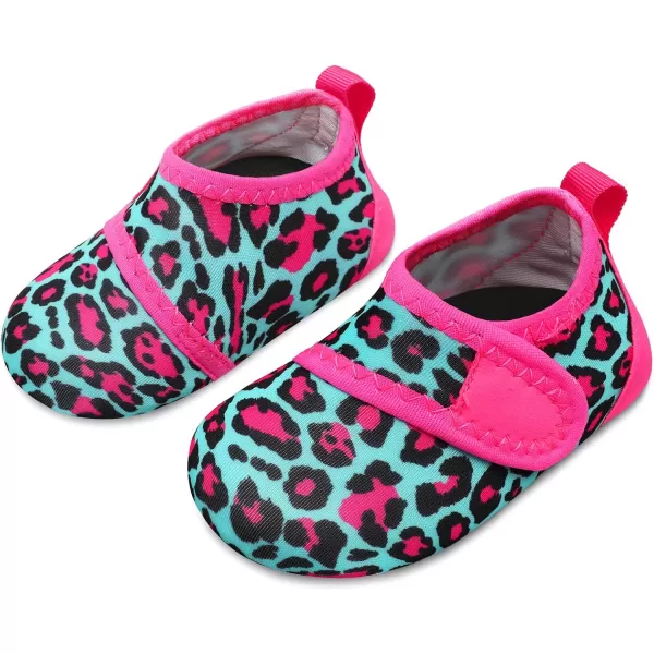LRUN Baby Water Shoes Barefoot Skin Aqua Sock Swim Shoes for Beach Swim Pool Infant Swim ShoesBlue Leopard