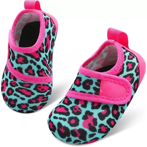 LRUN Baby Water Shoes Barefoot Skin Aqua Sock Swim Shoes for Beach Swim Pool Infant Swim ShoesBlue Leopard