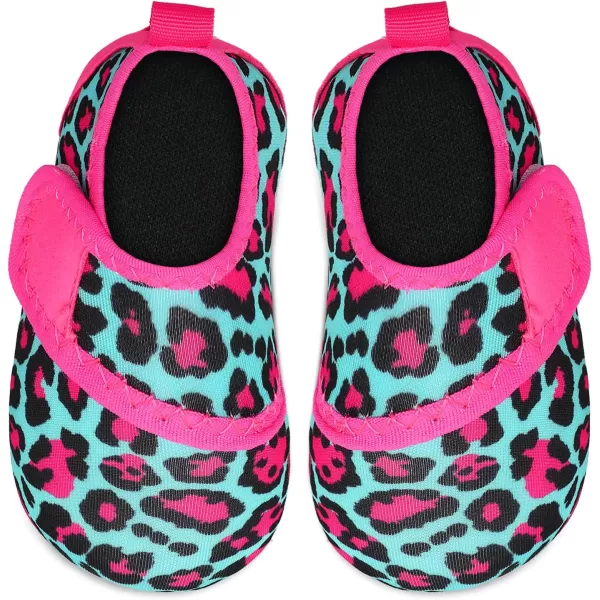 LRUN Baby Water Shoes Barefoot Skin Aqua Sock Swim Shoes for Beach Swim Pool Infant Swim ShoesBlue Leopard