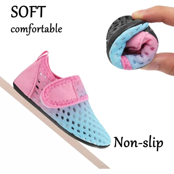 LRUN Baby Water Shoes Barefoot Skin Aqua Sock Swim Shoes for Beach Swim Pool Infant Swim ShoesBlue Pink