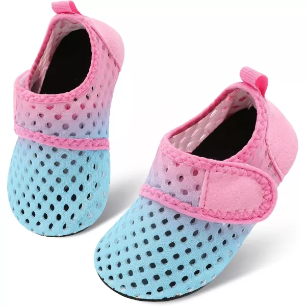 LRUN Baby Water Shoes Barefoot Skin Aqua Sock Swim Shoes for Beach Swim Pool Infant Swim ShoesBlue Pink