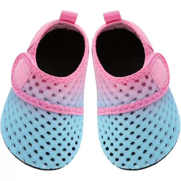 LRUN Baby Water Shoes Barefoot Skin Aqua Sock Swim Shoes for Beach Swim Pool Infant Swim ShoesBlue Pink