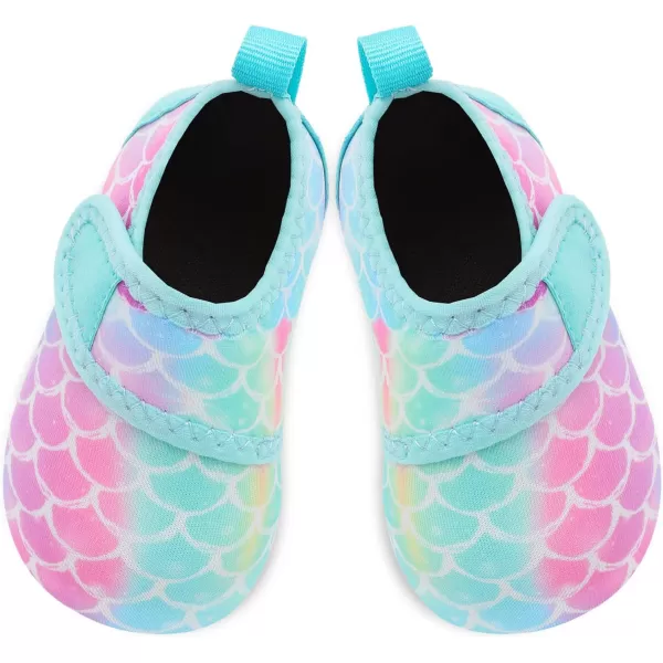 LRUN Baby Water Shoes Barefoot Skin Aqua Sock Swim Shoes for Beach Swim Pool Infant Swim ShoesColorful Fish Scal