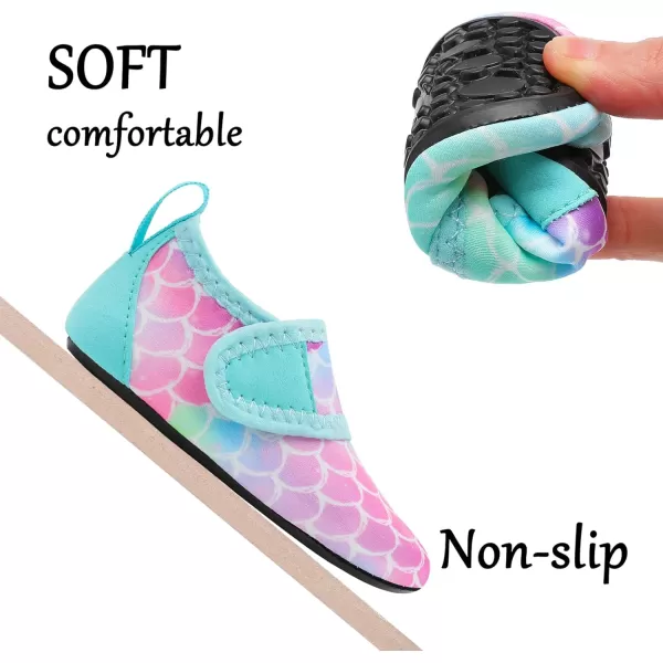 LRUN Baby Water Shoes Barefoot Skin Aqua Sock Swim Shoes for Beach Swim Pool Infant Swim ShoesColorful Fish Scal