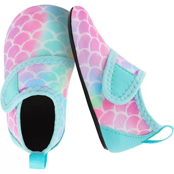 LRUN Baby Water Shoes Barefoot Skin Aqua Sock Swim Shoes for Beach Swim Pool Infant Swim ShoesColorful Fish Scal