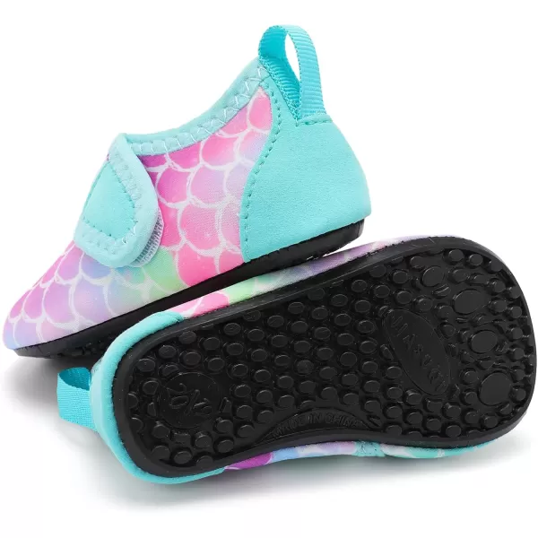 LRUN Baby Water Shoes Barefoot Skin Aqua Sock Swim Shoes for Beach Swim Pool Infant Swim ShoesColorful Fish Scal