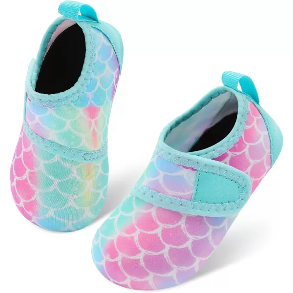 LRUN Baby Water Shoes Barefoot Skin Aqua Sock Swim Shoes for Beach Swim Pool Infant Swim ShoesColorful Fish Scal