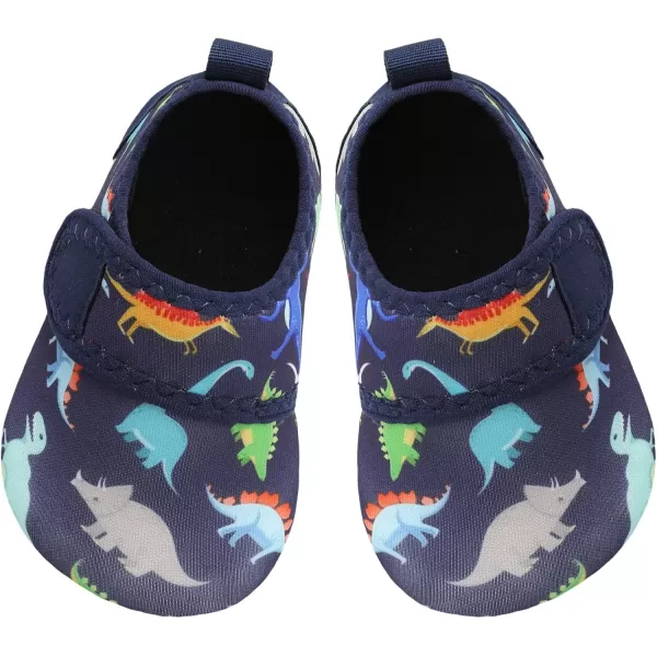 LRUN Baby Water Shoes Barefoot Skin Aqua Sock Swim Shoes for Beach Swim Pool Infant Swim ShoesDinosaur Navy