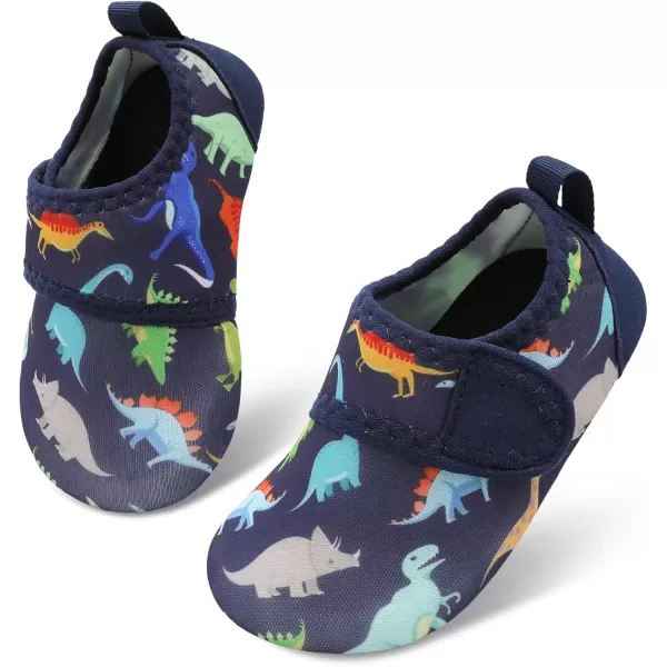 LRUN Baby Water Shoes Barefoot Skin Aqua Sock Swim Shoes for Beach Swim Pool Infant Swim ShoesDinosaur Navy