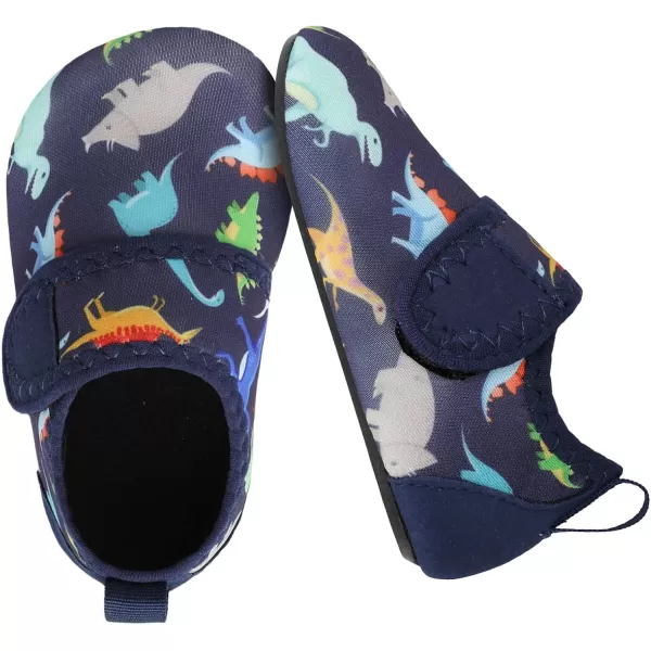 LRUN Baby Water Shoes Barefoot Skin Aqua Sock Swim Shoes for Beach Swim Pool Infant Swim ShoesDinosaur Navy