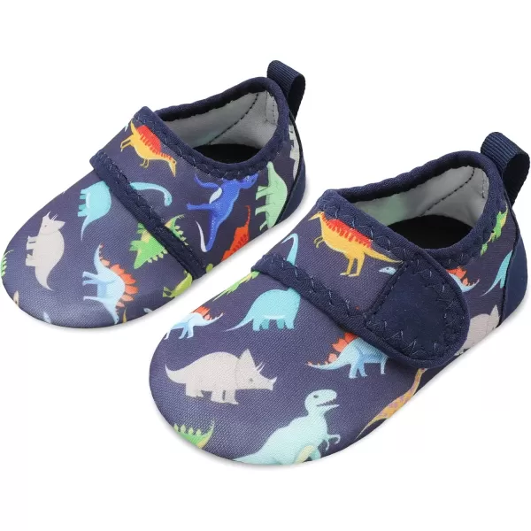 LRUN Baby Water Shoes Barefoot Skin Aqua Sock Swim Shoes for Beach Swim Pool Infant Swim ShoesDinosaur Navy