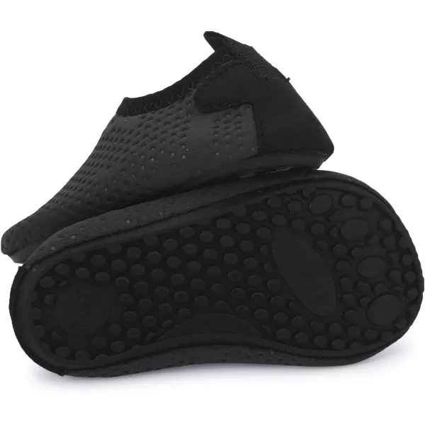 LRUN Baby Water Shoes Barefoot Skin Aqua Sock Swim Shoes for Beach Swim Pool Infant Swim ShoesDotblack