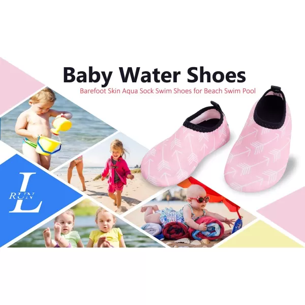LRUN Baby Water Shoes Barefoot Skin Aqua Sock Swim Shoes for Beach Swim Pool Infant Swim ShoesDotblack