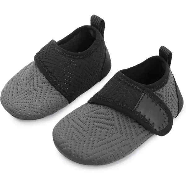 LRUN Baby Water Shoes Barefoot Skin Aqua Sock Swim Shoes for Beach Swim Pool Infant Swim ShoesGrey Black