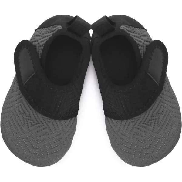 LRUN Baby Water Shoes Barefoot Skin Aqua Sock Swim Shoes for Beach Swim Pool Infant Swim ShoesGrey Black
