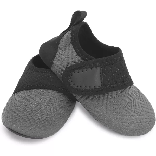 LRUN Baby Water Shoes Barefoot Skin Aqua Sock Swim Shoes for Beach Swim Pool Infant Swim ShoesGrey Black