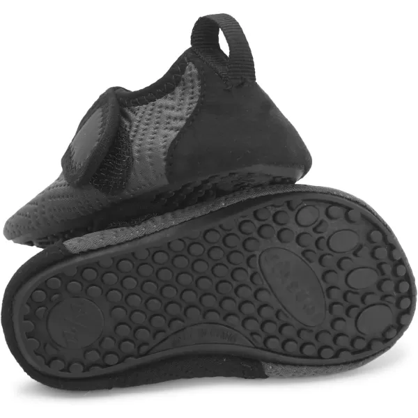 LRUN Baby Water Shoes Barefoot Skin Aqua Sock Swim Shoes for Beach Swim Pool Infant Swim ShoesGrey Black