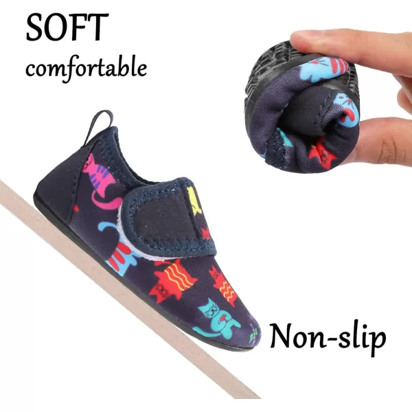 LRUN Baby Water Shoes Barefoot Skin Aqua Sock Swim Shoes for Beach Swim Pool Infant Swim ShoesNavy Cat