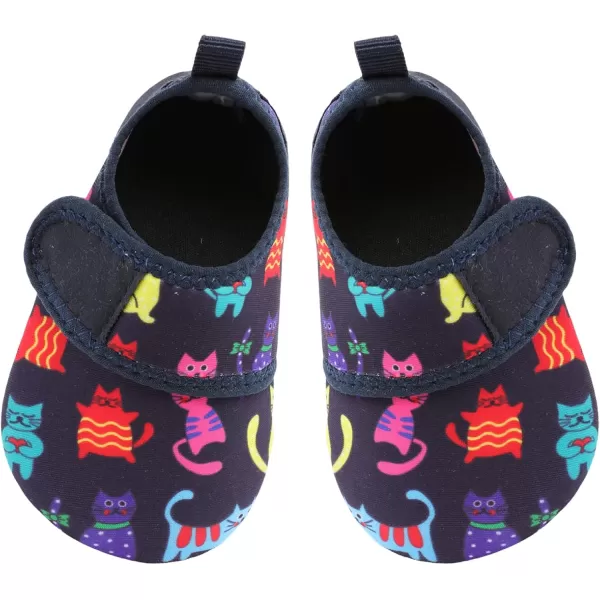 LRUN Baby Water Shoes Barefoot Skin Aqua Sock Swim Shoes for Beach Swim Pool Infant Swim ShoesNavy Cat