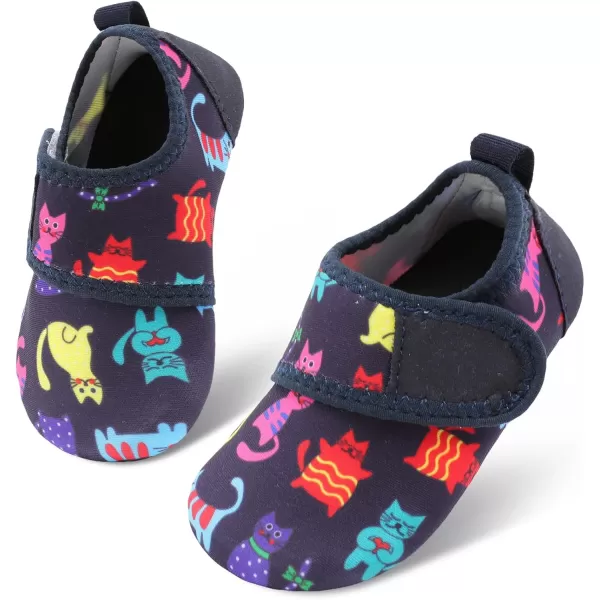 LRUN Baby Water Shoes Barefoot Skin Aqua Sock Swim Shoes for Beach Swim Pool Infant Swim ShoesNavy Cat