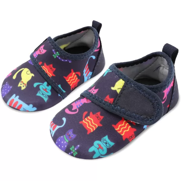 LRUN Baby Water Shoes Barefoot Skin Aqua Sock Swim Shoes for Beach Swim Pool Infant Swim ShoesNavy Cat