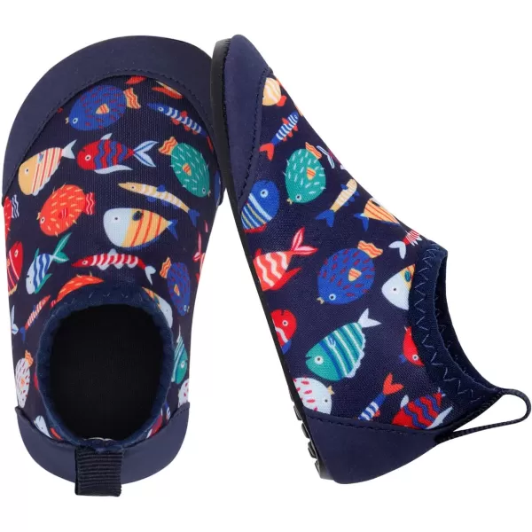 LRUN Baby Water Shoes Barefoot Skin Aqua Sock Swim Shoes for Beach Swim Pool Infant Swim ShoesNavy Fish