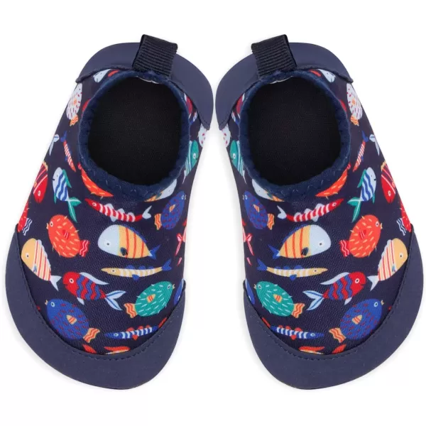 LRUN Baby Water Shoes Barefoot Skin Aqua Sock Swim Shoes for Beach Swim Pool Infant Swim ShoesNavy Fish
