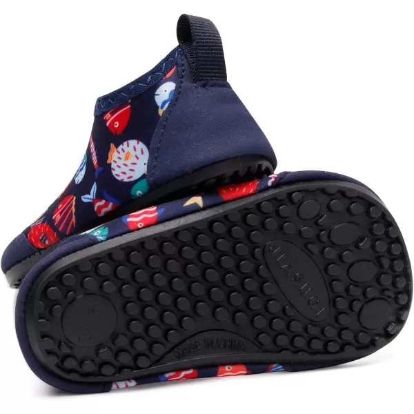 LRUN Baby Water Shoes Barefoot Skin Aqua Sock Swim Shoes for Beach Swim Pool Infant Swim ShoesNavy Fish