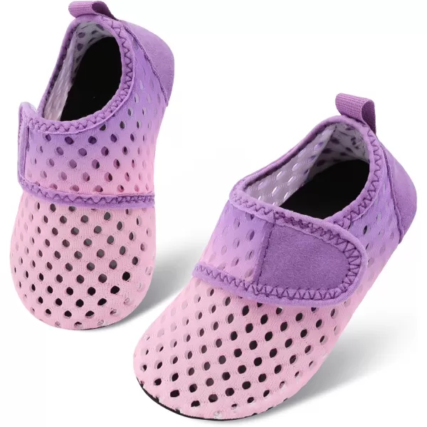 LRUN Baby Water Shoes Barefoot Skin Aqua Sock Swim Shoes for Beach Swim Pool Infant Swim ShoesPink Purple
