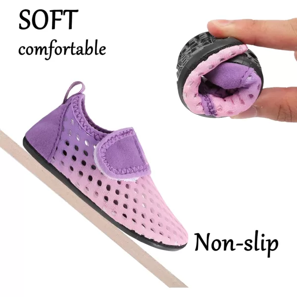 LRUN Baby Water Shoes Barefoot Skin Aqua Sock Swim Shoes for Beach Swim Pool Infant Swim ShoesPink Purple