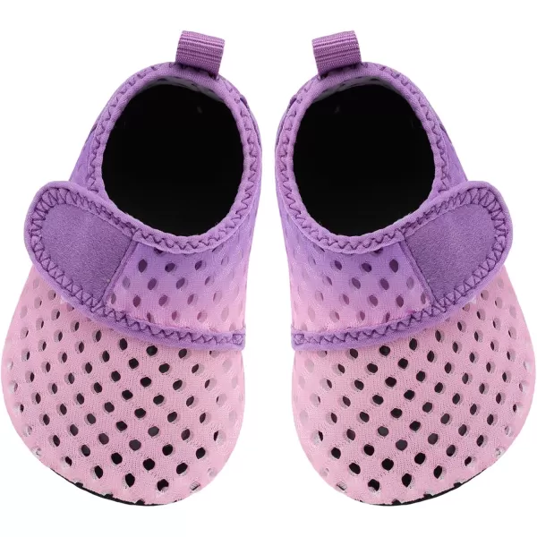 LRUN Baby Water Shoes Barefoot Skin Aqua Sock Swim Shoes for Beach Swim Pool Infant Swim ShoesPink Purple
