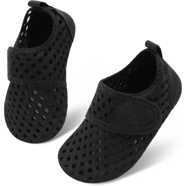 LRUN Baby Water Shoes Barefoot Skin Aqua Sock Swim Shoes for Beach Swim Pool Infant Swim ShoesPure Black