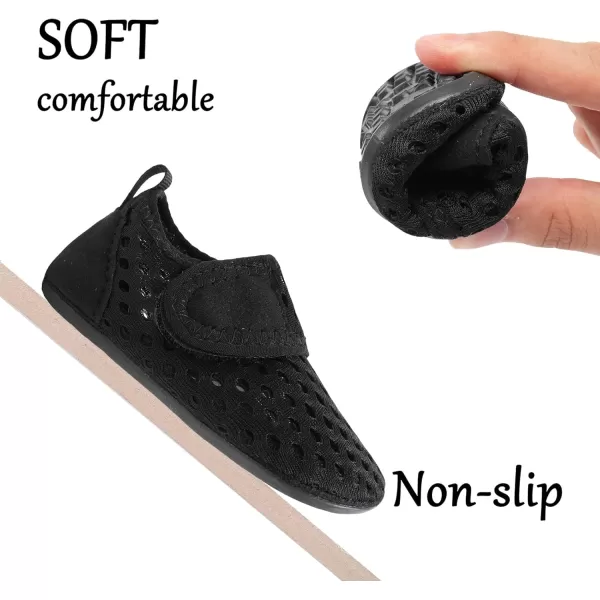 LRUN Baby Water Shoes Barefoot Skin Aqua Sock Swim Shoes for Beach Swim Pool Infant Swim ShoesPure Black
