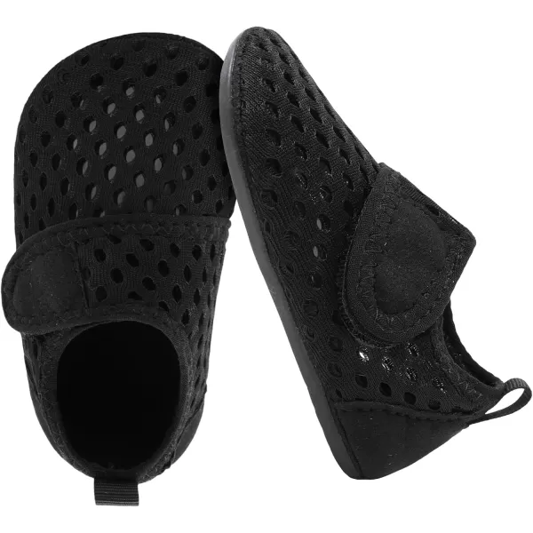 LRUN Baby Water Shoes Barefoot Skin Aqua Sock Swim Shoes for Beach Swim Pool Infant Swim ShoesPure Black