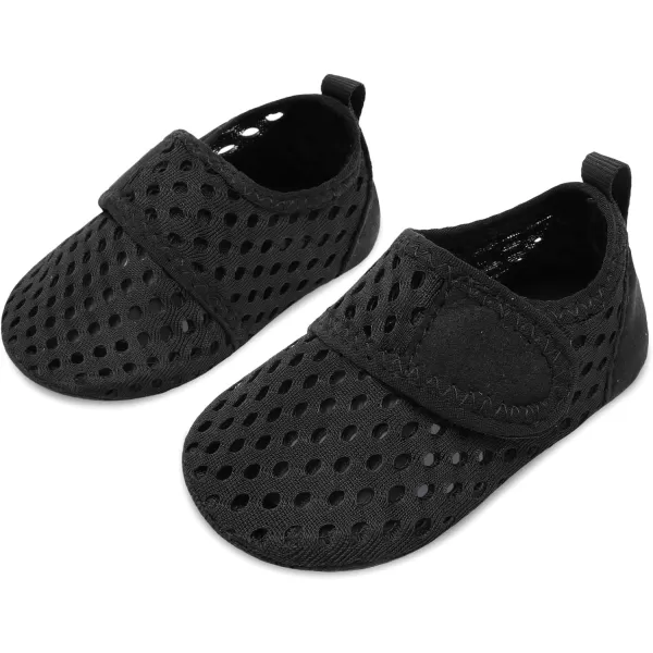 LRUN Baby Water Shoes Barefoot Skin Aqua Sock Swim Shoes for Beach Swim Pool Infant Swim ShoesPure Black