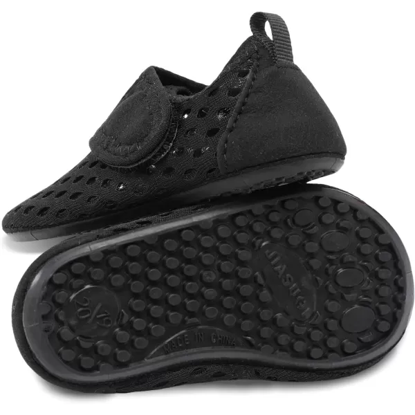 LRUN Baby Water Shoes Barefoot Skin Aqua Sock Swim Shoes for Beach Swim Pool Infant Swim ShoesPure Black