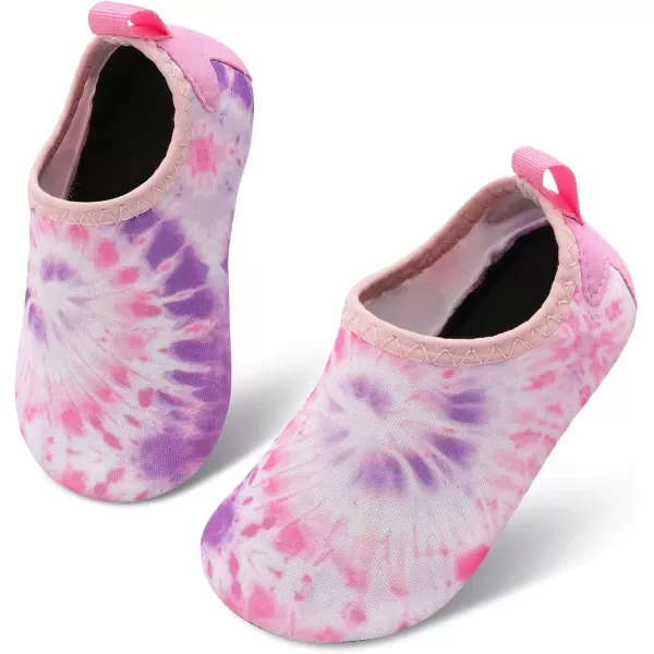 LRUN Baby Water Shoes Barefoot Skin Aqua Sock Swim Shoes for Beach Swim Pool Infant Swim ShoesPurple Tie Die