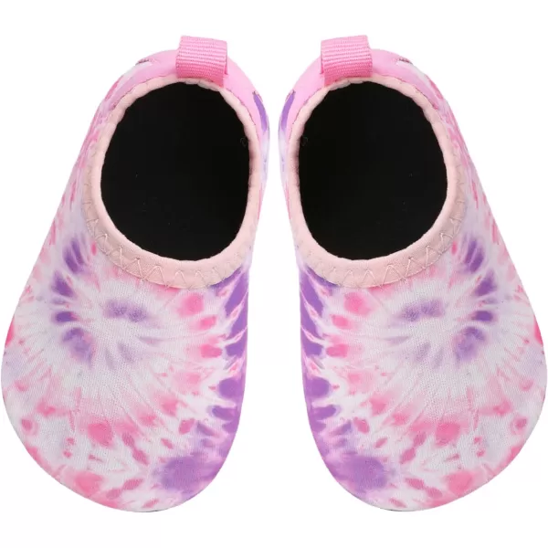 LRUN Baby Water Shoes Barefoot Skin Aqua Sock Swim Shoes for Beach Swim Pool Infant Swim ShoesPurple Tie Die