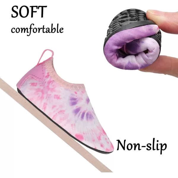 LRUN Baby Water Shoes Barefoot Skin Aqua Sock Swim Shoes for Beach Swim Pool Infant Swim ShoesPurple Tie Die