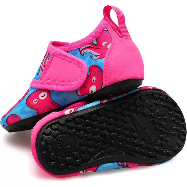 LRUN Baby Water Shoes Barefoot Skin Aqua Sock Swim Shoes for Beach Swim Pool Infant Swim ShoesRose Octopus