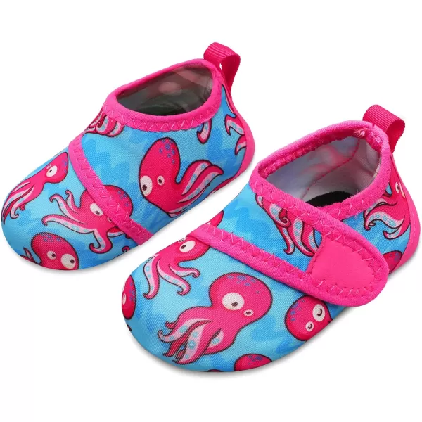 LRUN Baby Water Shoes Barefoot Skin Aqua Sock Swim Shoes for Beach Swim Pool Infant Swim ShoesRose Octopus