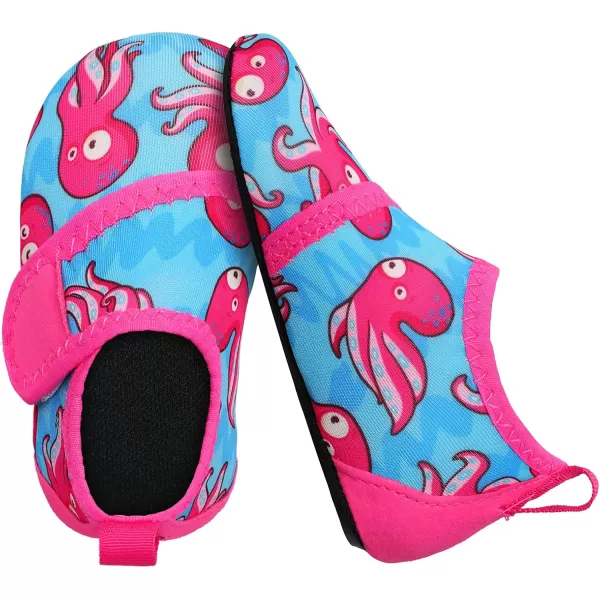 LRUN Baby Water Shoes Barefoot Skin Aqua Sock Swim Shoes for Beach Swim Pool Infant Swim ShoesRose Octopus