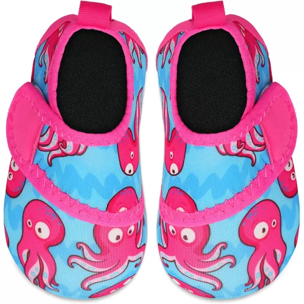 LRUN Baby Water Shoes Barefoot Skin Aqua Sock Swim Shoes for Beach Swim Pool Infant Swim ShoesRose Octopus