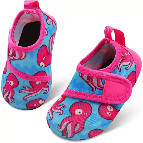 LRUN Baby Water Shoes Barefoot Skin Aqua Sock Swim Shoes for Beach Swim Pool Infant Swim ShoesRose Octopus