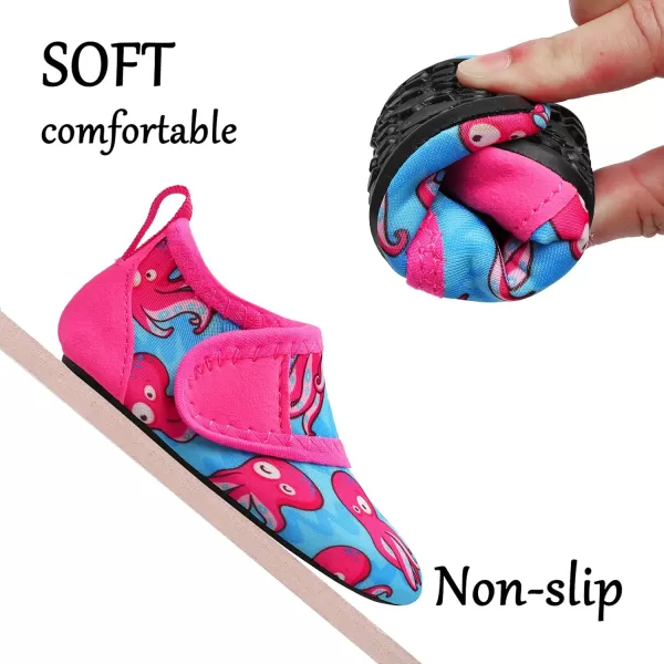 LRUN Baby Water Shoes Barefoot Skin Aqua Sock Swim Shoes for Beach Swim Pool Infant Swim ShoesRose Octopus