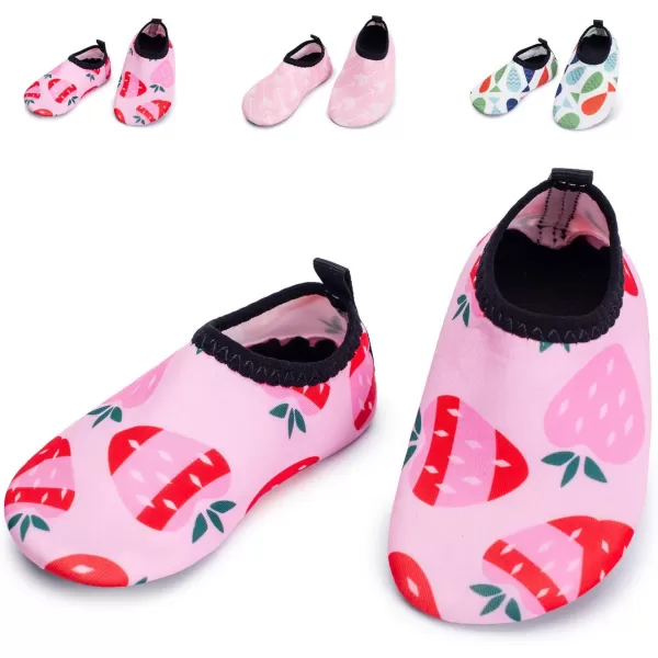 LRUN Baby Water Shoes Barefoot Skin Aqua Sock Swim Shoes for Beach Swim Pool Infant Swim ShoesStrawberry